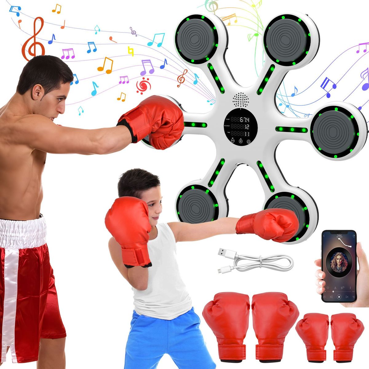 YAYKO - Equipo De Entrenamiento Boxeo Para Pared Musical Y Bluetooth
