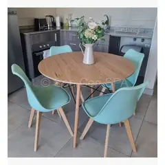 CORI CORI - Juego de Comedor Mesa Wood 100cm + 4 Sillas Tulip Menta