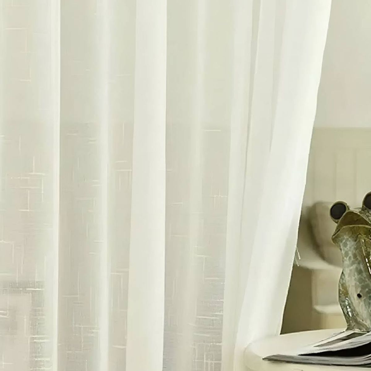 GENERICO - 2 panel de Cortina visillo transparente con textura 140x230cm S03