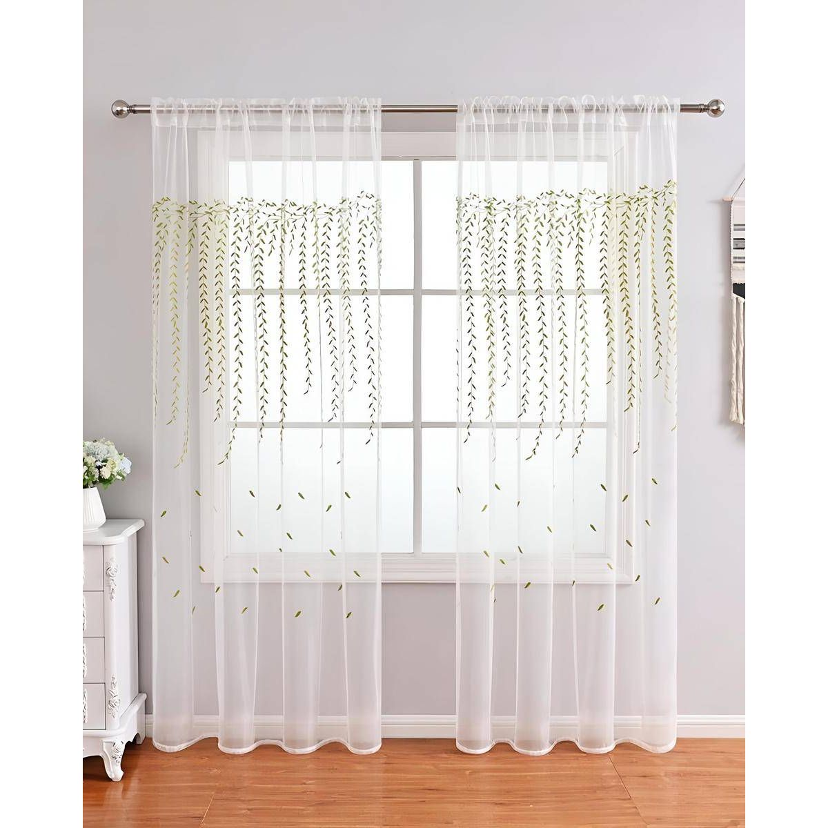 GENERICO - 2 panel de Cortina visillo transparente con textura 140x230cm TF07