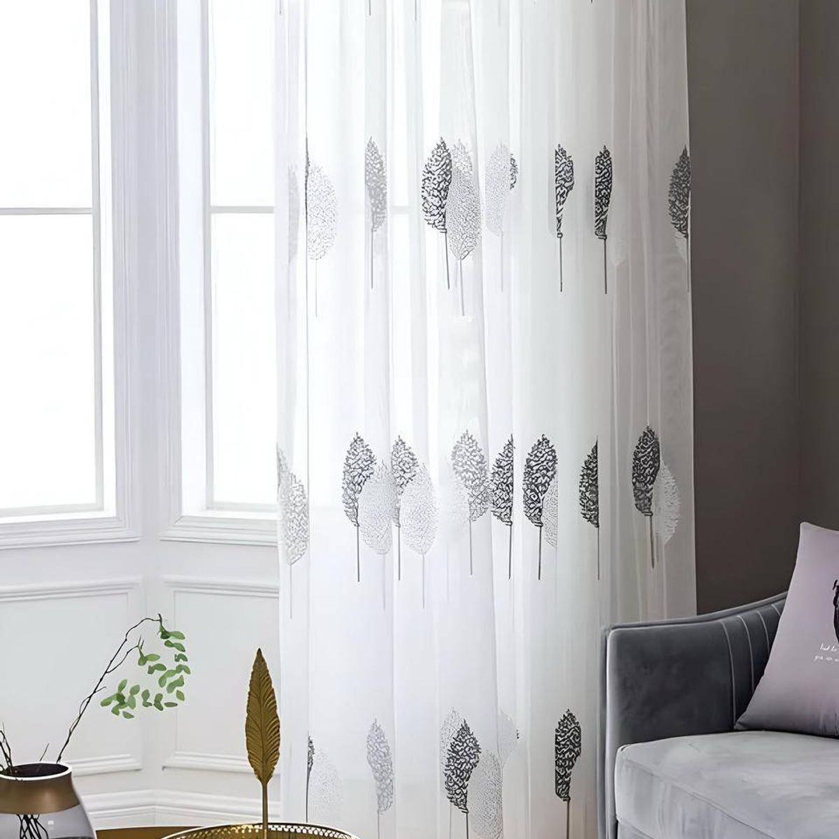 GENERICO - 2 panel de Cortina visillo transparente con textura 140x230cm TF08