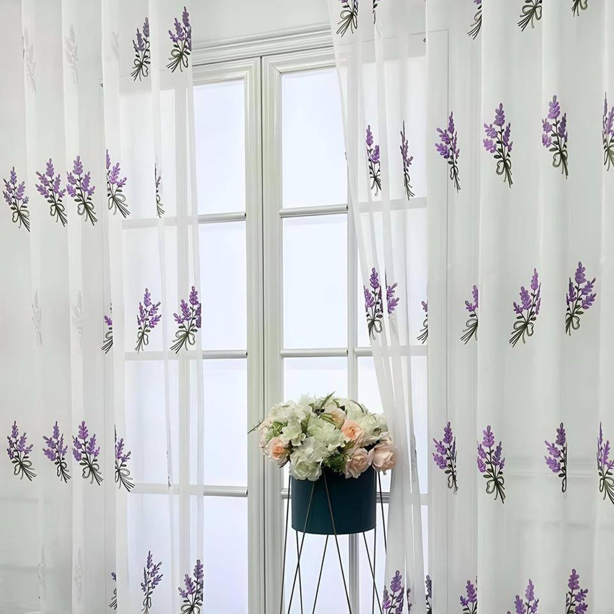 GENERICO - 2 panel de Cortina visillo transparente con textura 140x230cm TF09