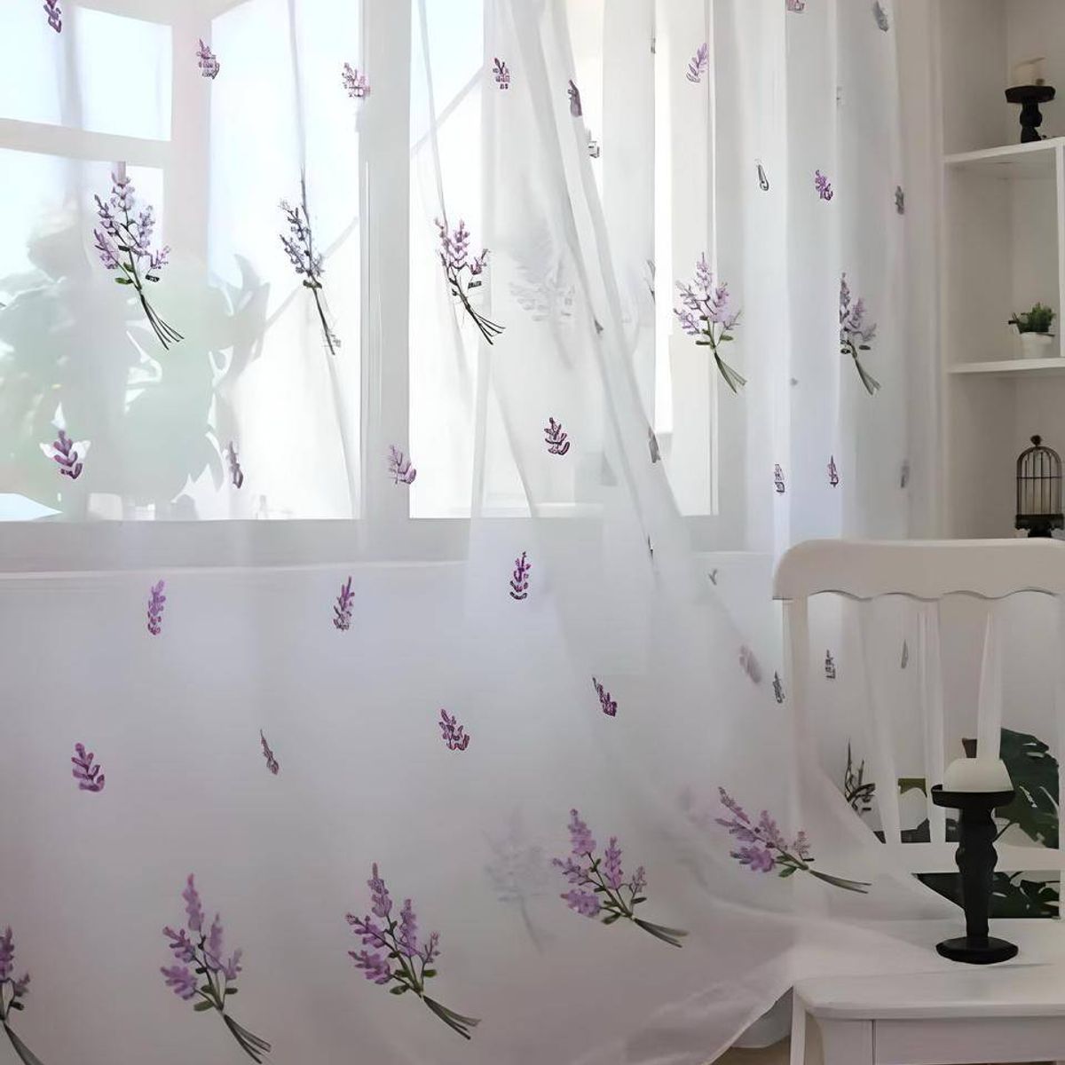 GENERICO - 2 panel de Cortina visillo transparente con textura 140x230cm TF09