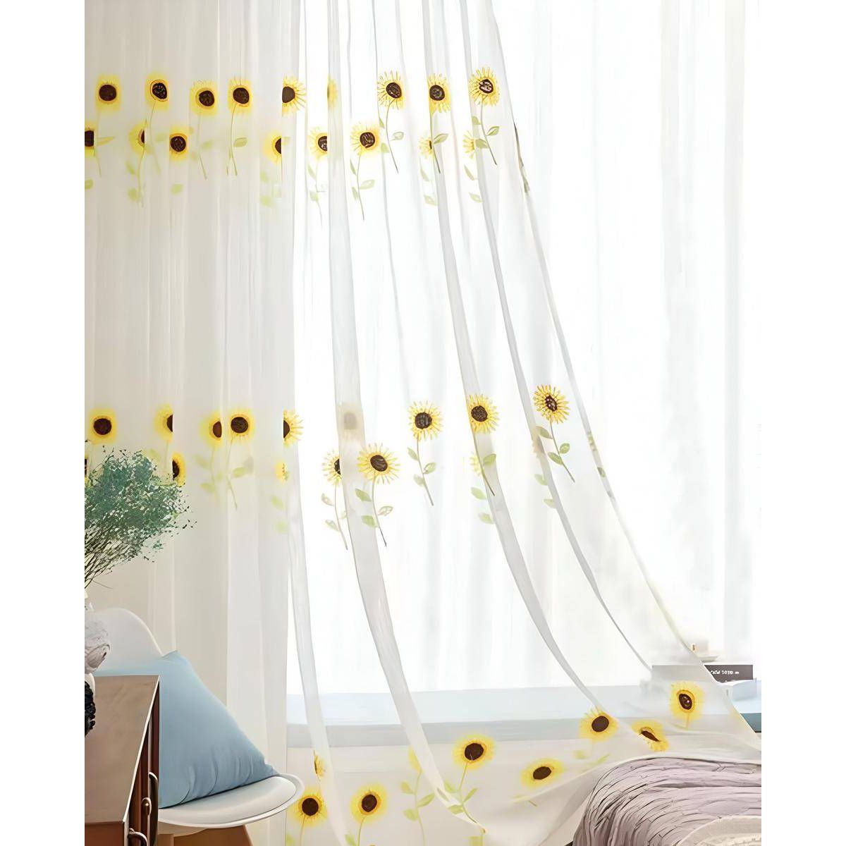 GENERICO - 2 panel de Cortina visillo transparente con textura 140x230cm TF10