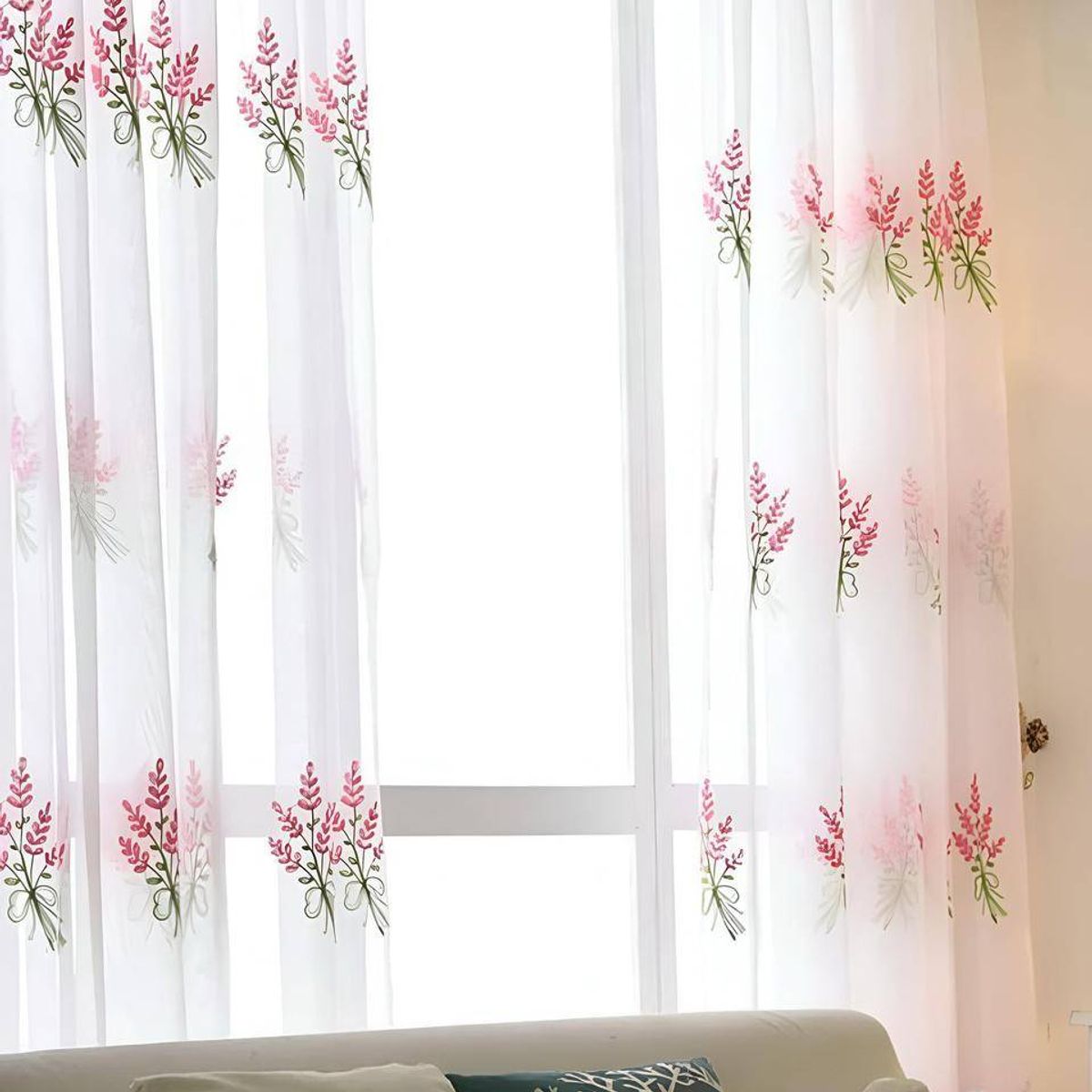 GENERICO - 2 panel de Cortina visillo transparente con textura 140x230cm TF12