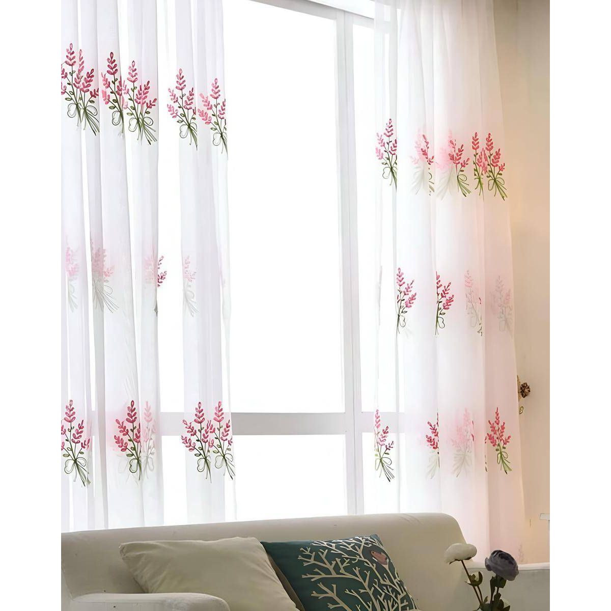 GENERICO - 2 panel de Cortina visillo transparente con textura 140x230cm TF12