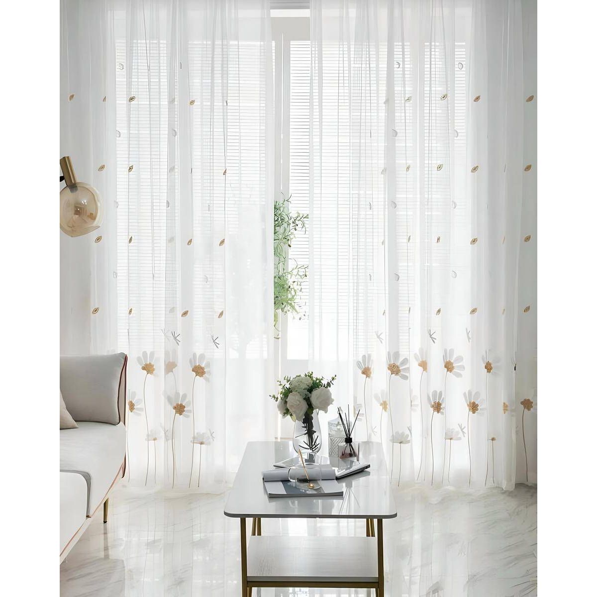 GENERICO - 2 panel de Cortina visillo transparente con textura 140x230cm TF14