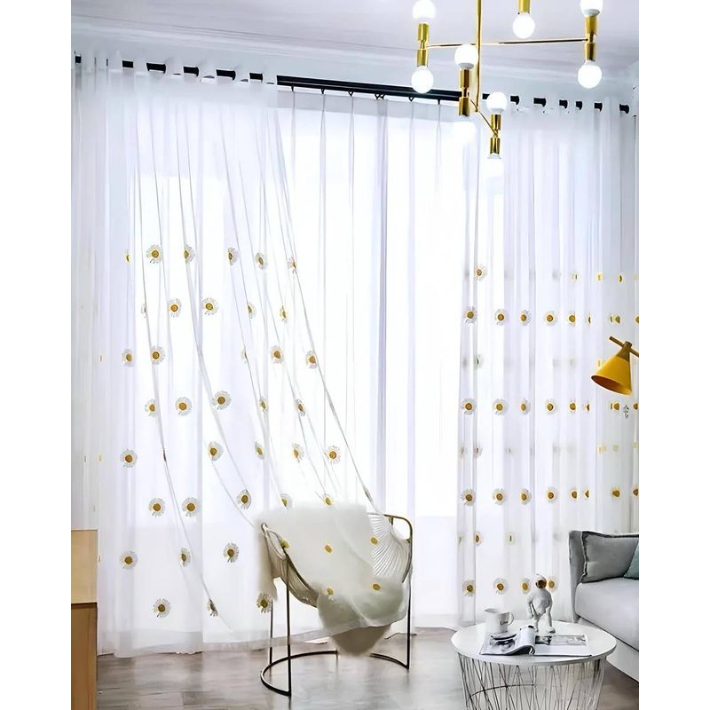 GENERICO - 2 panel de Cortina visillo transparente con textura 140x230cm TF16