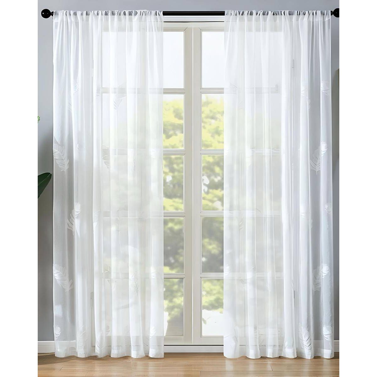 GENERICO - 2 panel de Cortina visillo transparente con textura infantil 140x230cm