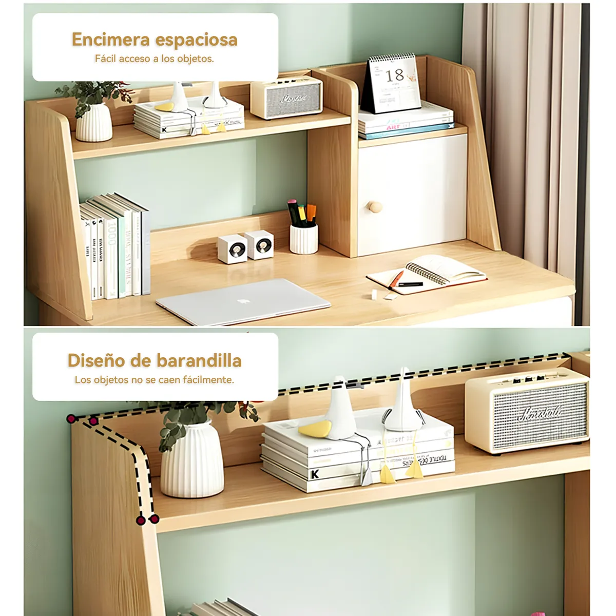 VIDITA - Escritorio Con Estanteria 80x110cm Cajón Gabinete Oficina Trabajo