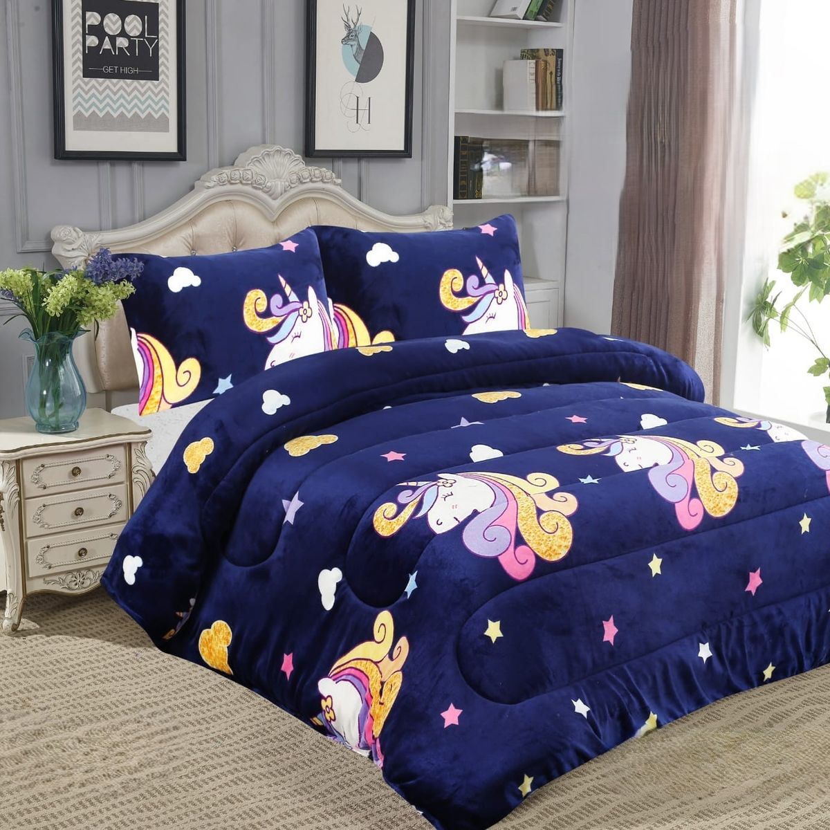 GENERICO - COBERTOR GRUESO PLUSH CON CHIPORRO PARA INVIERNO 1.5 PLAZA