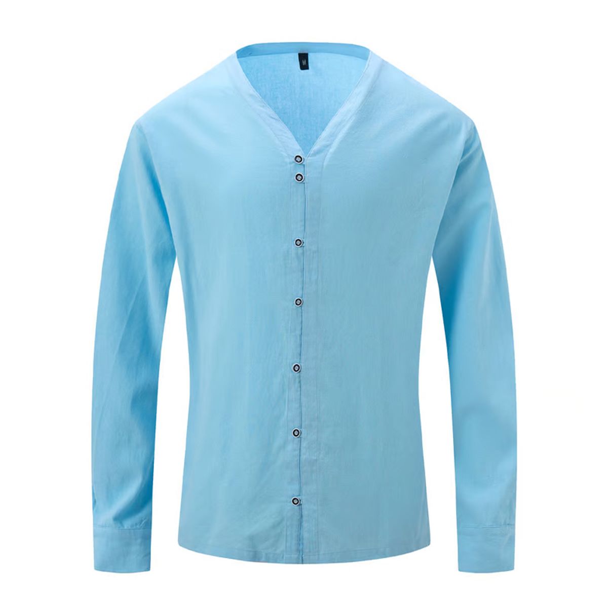 EDWINAYY - Camisa Manga Larga Clásico Hombre Unicolor De Algodón Lino