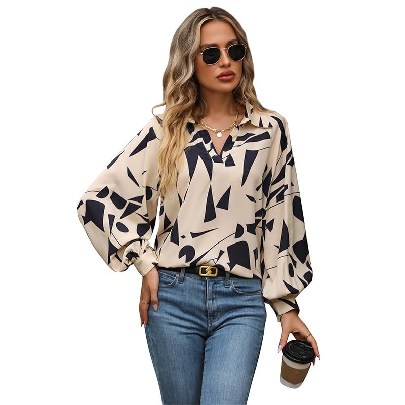 RURUTOTO - Blusa Estampada Mujer Beige