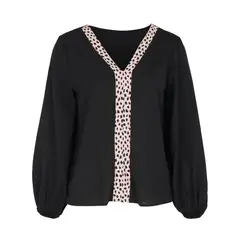 RURUTOTO - Blusa Manga Larga Mujer Negro