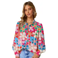 RURUTOTO - Blusa Manga Larga Estampado Mujer Rojo