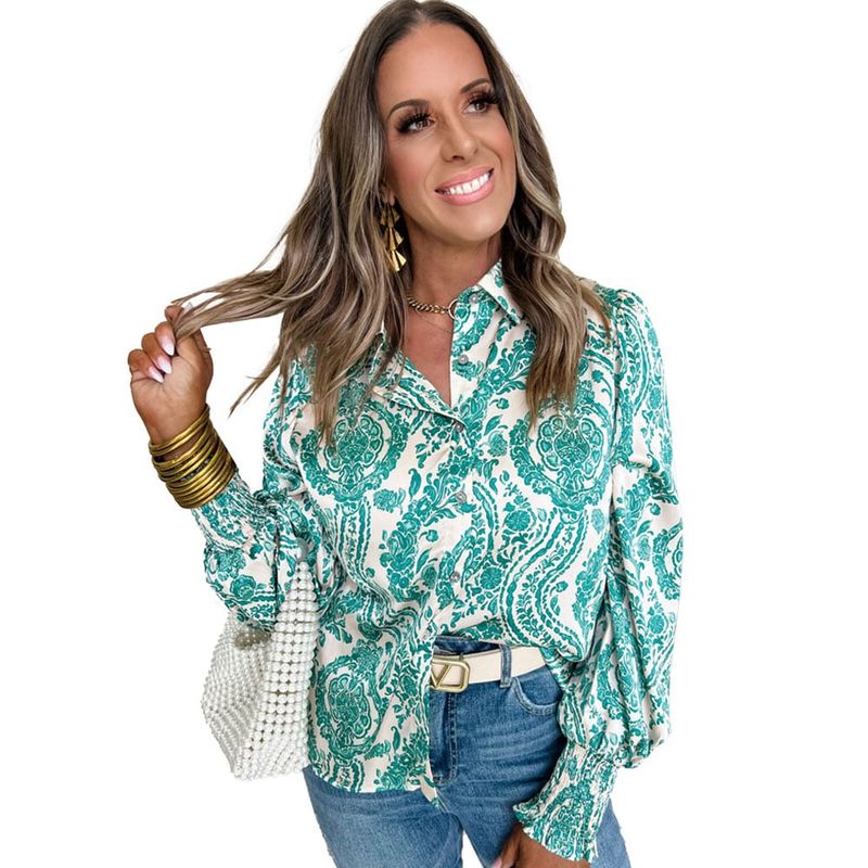 RURUTOTO - Blusa Estampado Flores Mujer Verde