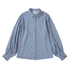 RURUTOTO - Blusa Manga Larga Casual Mujer Azul_.