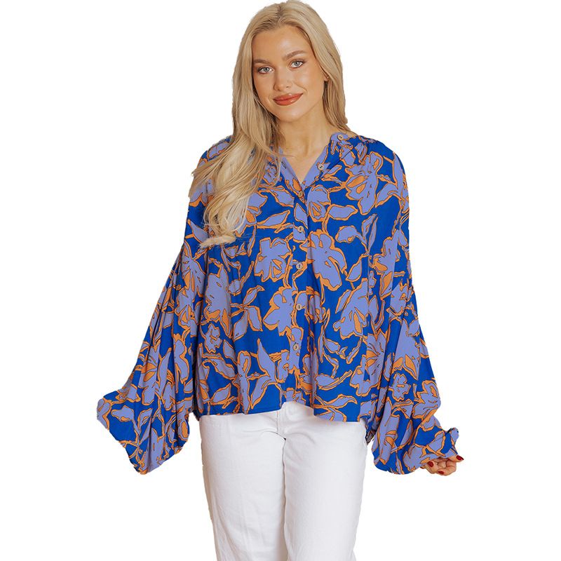 RURUTOTO - Blusa Estampado Mujer Azul