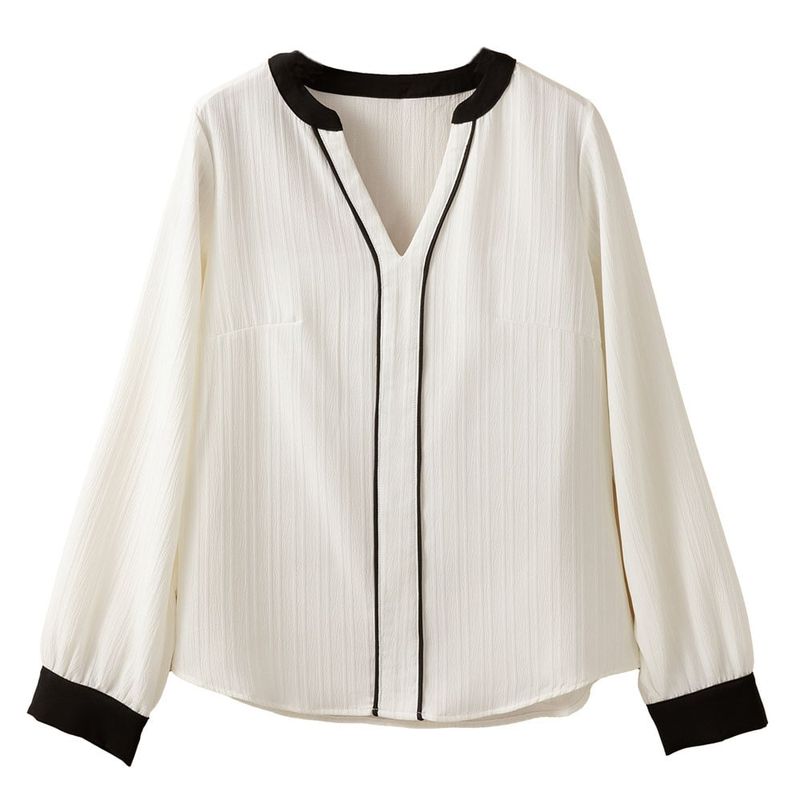RURUTOTO - Blusa Casual Manga Larga Mujer Blanco