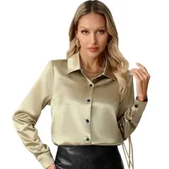 RURUTOTO - Camisa satinada mujer Dorado