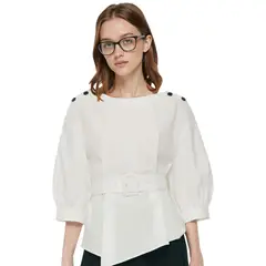 RURUTOTO - Blusa Manga 34 Mujer Blanco