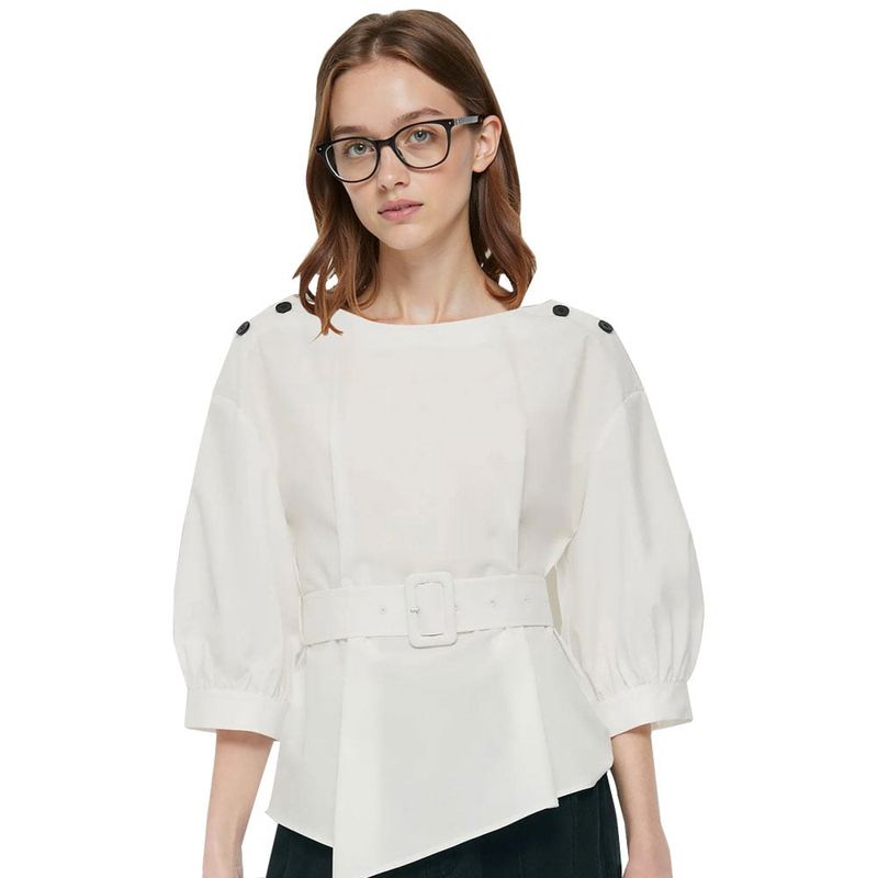RURUTOTO - Blusa Manga 34  Mujer Blanco
