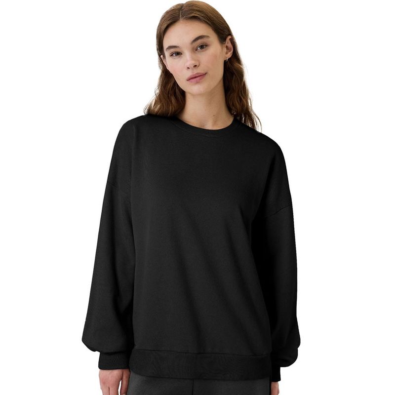 RURUTOTO - Polerón Mujer Algodón Manga Larga Cuello Redondo Beige