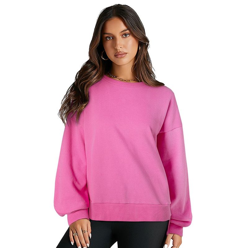 RURUTOTO - Polerón Mujer Algodón Manga Larga Cuello Redondo Beige