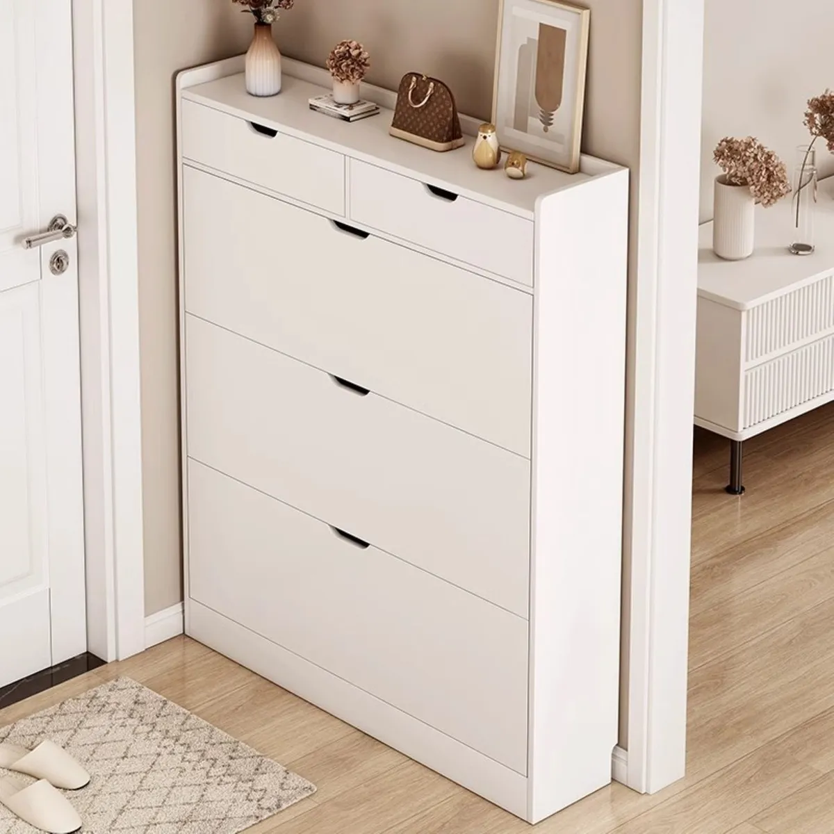 ELEMENT DESIGN - Zapatero Organizador con 3 Puertas y 2 Cajones, Capacidad 12 Pares