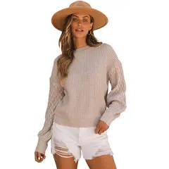 RURUTOTO - Sweater Cropped Mujer Beige