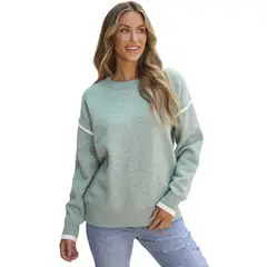RURUTOTO - Sweater Cuello Redondo Mujer Verde