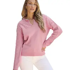 RURUTOTO - Sweater Punto Mujer Rosa