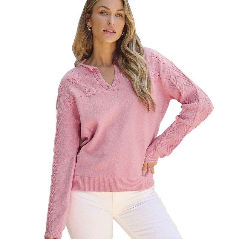 RURUTOTO - Sweater Punto Mujer Rosa