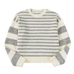 RURUTOTO - Sweater Rayas Manga Larga Mujer Gris