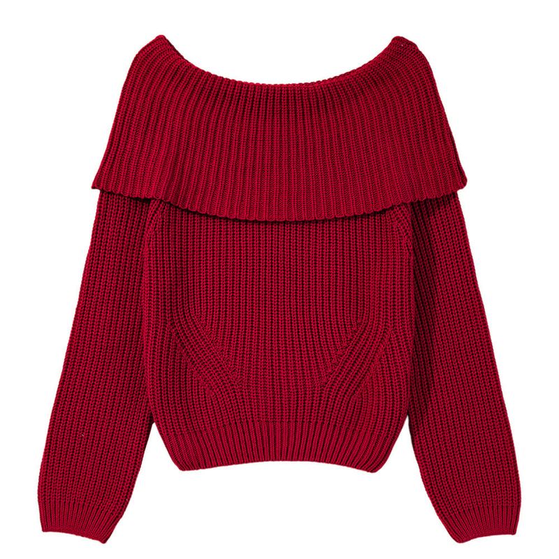 RURUTOTO - Sweater Cuello Bote Mujer Rojo