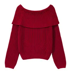 RURUTOTO - Sweater Cuello Bote Mujer Rojo