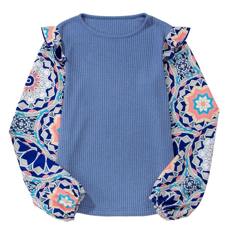 RURUTOTO - Sweater Casual Slim Fit Mujer Azul