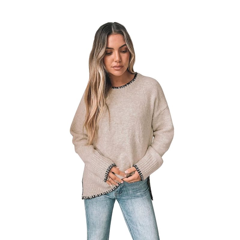RURUTOTO - Sweater Básico Mujer Beige