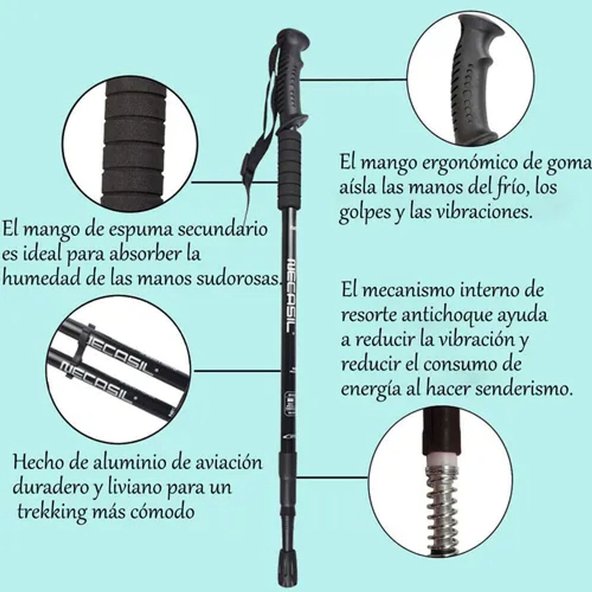EDWINAYY - Bastones De Senderismo De Aleación De Aluminio Para Exterior