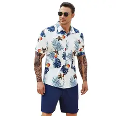 EDWINAYY - Camisa Hawaiana Moda Casual Estilo Slim Fit Para Hombre