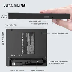 TIOZONEY - 7en1 Unidad externa de CD y DVD USB 3.0 portátil DVD