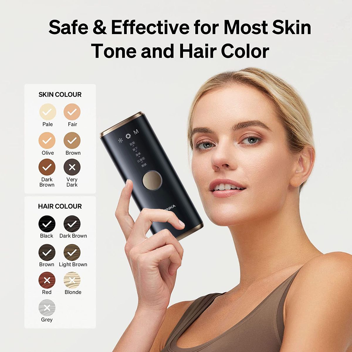 PUREPOWER - KONKA K01 IPL Depilación Láser de Salón sin Dolor para MujeresNegro