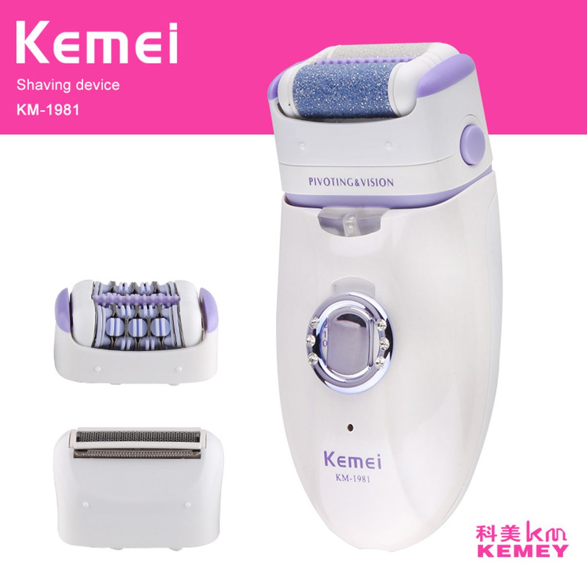 PUREPOWER - KEMEI 3EN1 Depiladora eléctrica para el cabello para mujerrojo