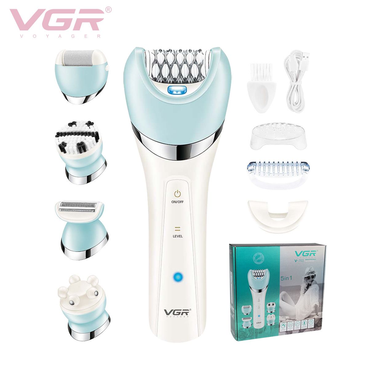 PUREPOWER - VGR 5EN1 Depiladora eléctrica para el cabello para mujerBlanco