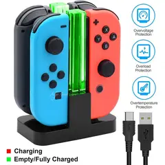 DOBE - Cargador de joy con led estación de carga rápida para nintendo switch