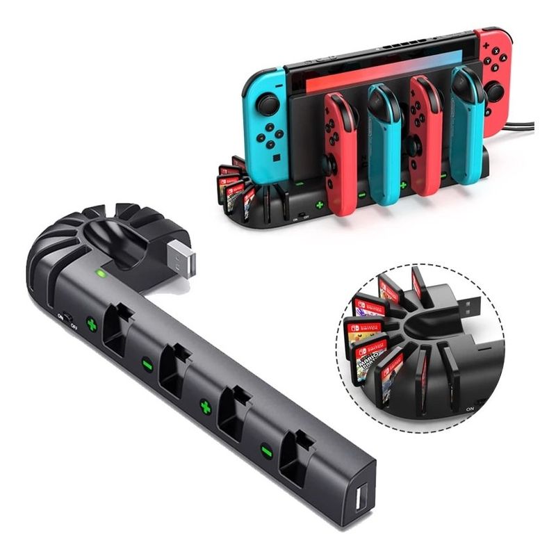 VDVO - Mando para nintendo switch  cargador con 4 puertos  estación de carga