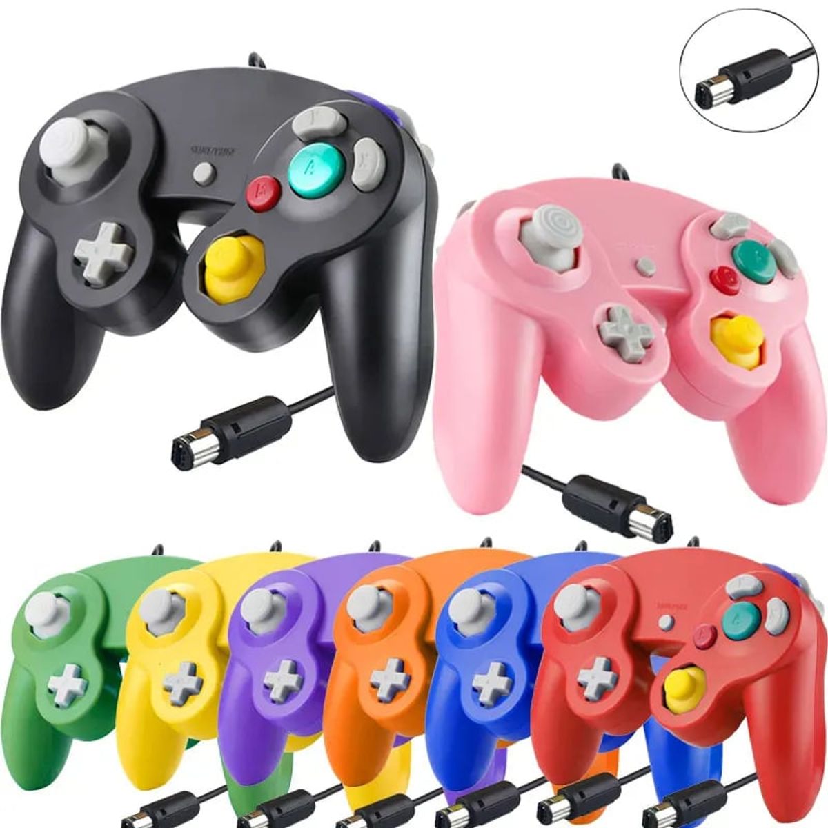 CORRERREY - Controlador Gamecube para Switch NGC mando con cable USB Wii Blanco