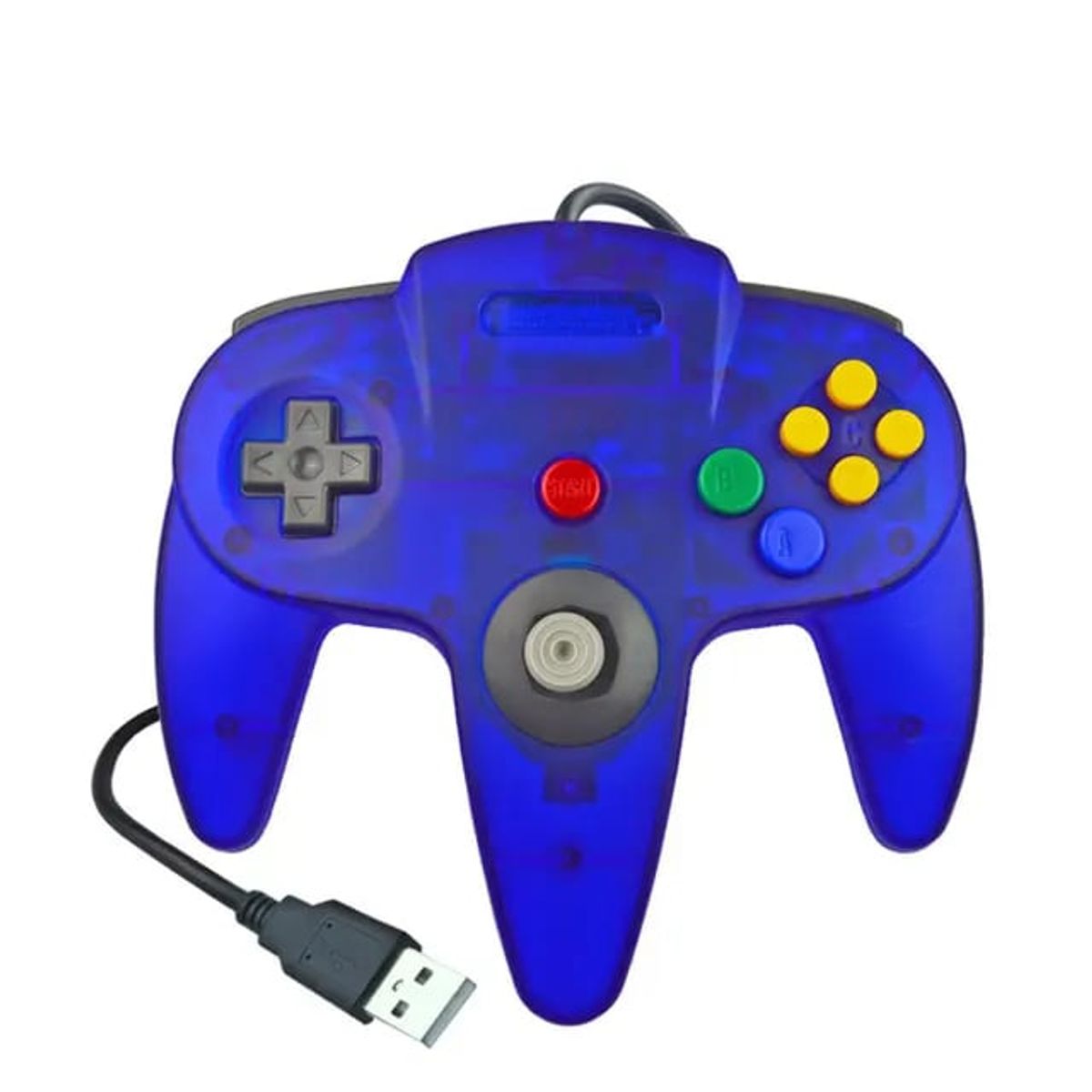 CORRERREY - Mando con cable USB N64 Joystick clásico PC Mac Azul transparente