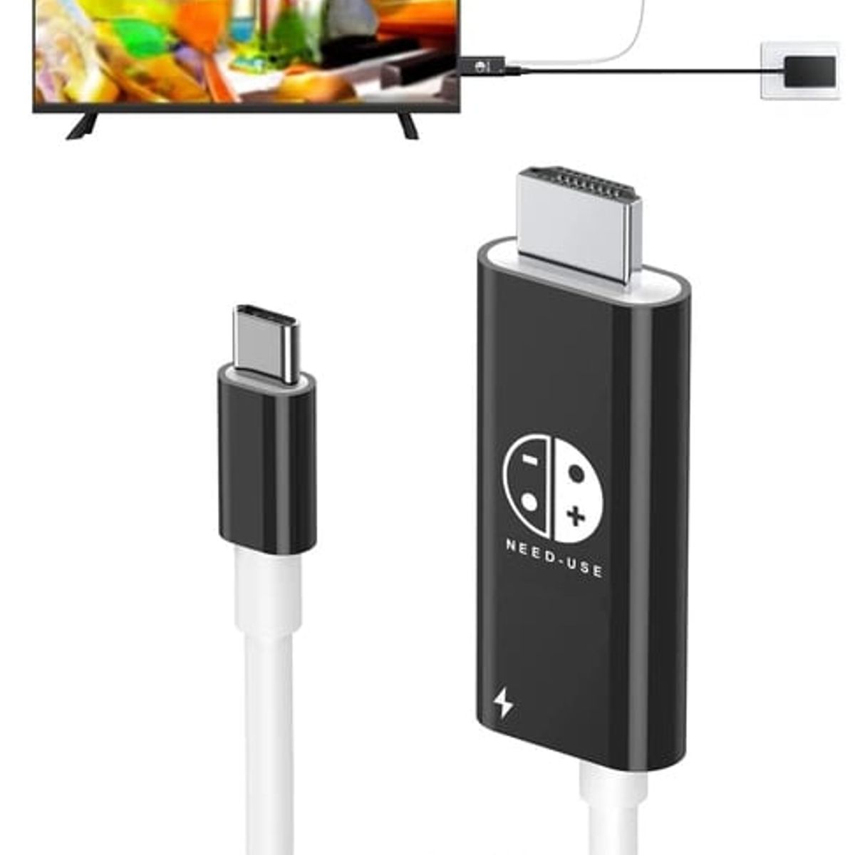 CORRERREY - Cable de conversión USB C a HDMI para televisores Switch OLED Negro