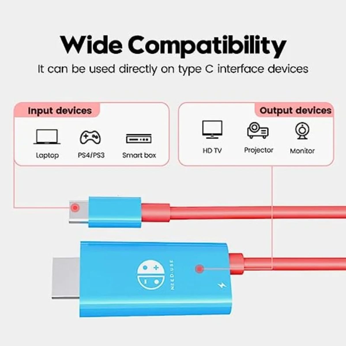 CORRERREY - Cable de conversión USB C a HDMI para televisores Switch OLED Negro